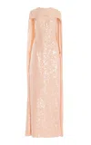 Erdem Cape-detailed Sequined Gown In Pink