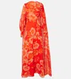 Erdem Womens Drape-panel Long-sleeve Silk Gown Troubridge Floral In Orange