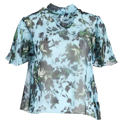 Erdem Caprice Floral-print Georgette Blouse In Light Blue Silk