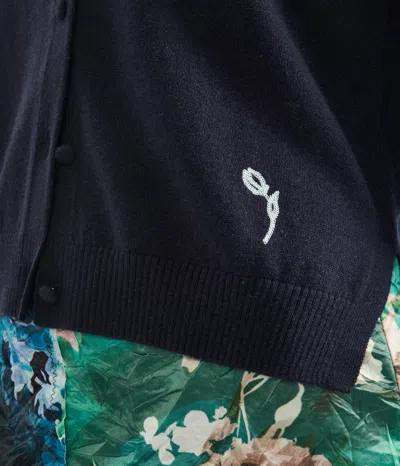 Erdem Cashmere Crew Neck Cardigan In Black