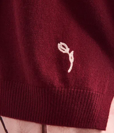 Erdem Cashmere Crew Neck Cardigan In Burgundy