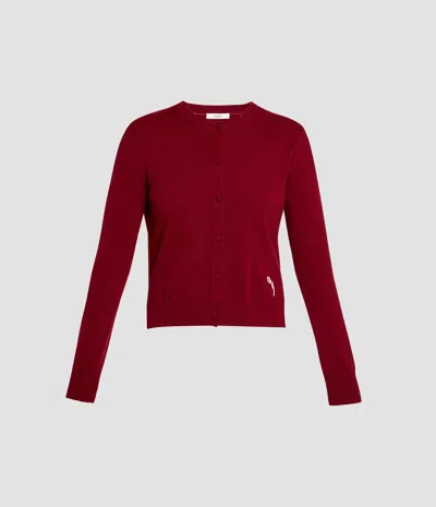 Erdem Cashmere Crew Neck Cardigan In Burgundy
