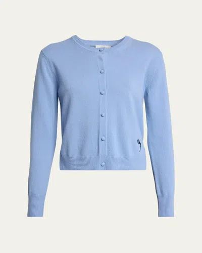 Erdem Cashmere Crewneck Cardigan In Blue