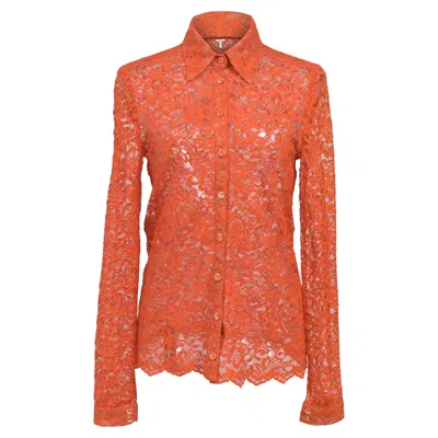 Erdem Cecilia Lace Shirt In Orange Polyamide In Red