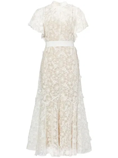 Erdem Celestina Cutwork-organza Dress In Neutrals