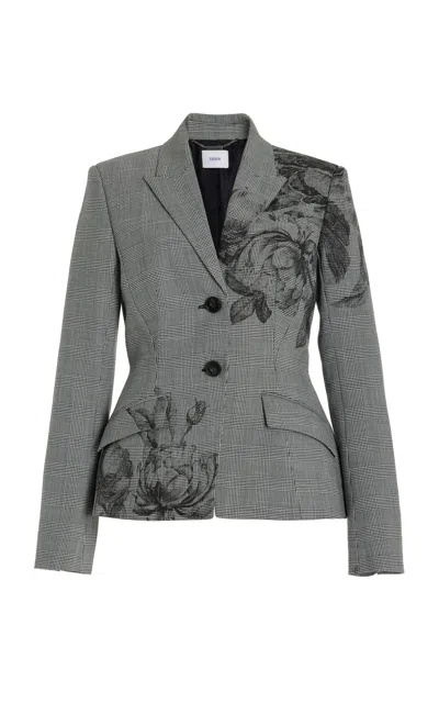 Erdem Checked Wool-blend Blazer In 黑色