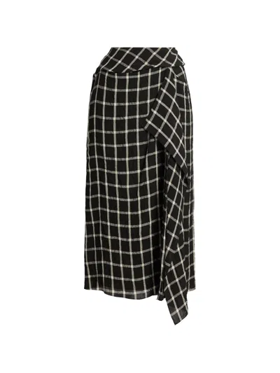 Erdem Check-pattern Midi Skirt In Black
