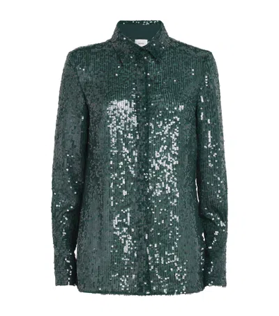 Erdem Chiffon Sequinned Shirt In Green