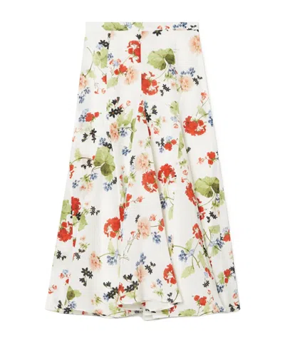 Erdem Christina Pleated Printed Midi Skirt In Multi