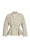 Erdem Cinched Cotton-blend Jacket In Neutral