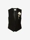 Erdem Carnation Brooch-detail Waistcoat In Black