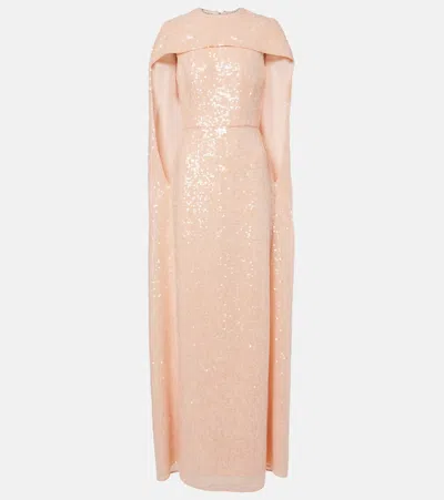 Erdem Sequined Chiffon Gown In Cloud Pink