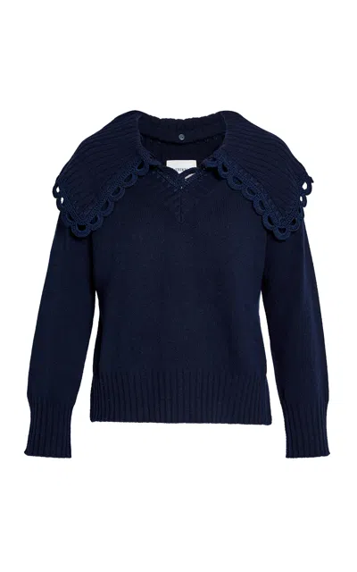 Erdem Collared V-neck Cotton-blend Sweater