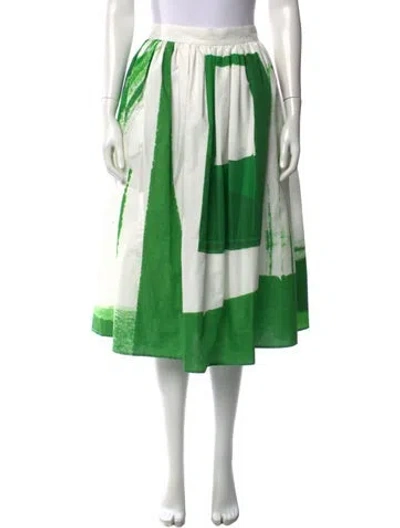 Pre-owned Erdem Colorblock Pattern Midi Length Skirt In Green