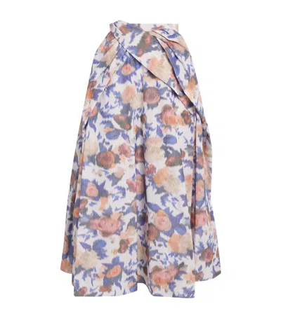 Erdem Cotton-blend Taffeta Rose Midi Skirt