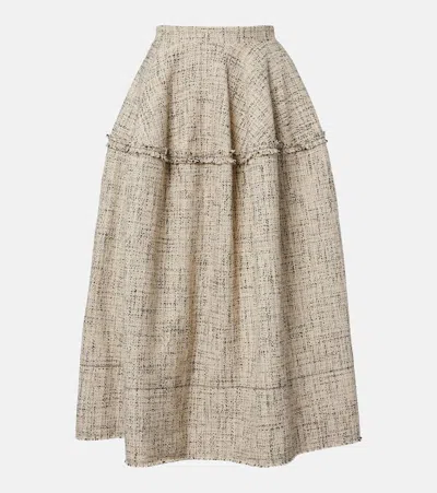 Erdem Cotton-blend Tweed Midi Skirt In Neutral