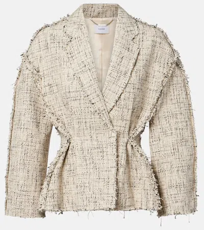 Erdem Cotton-blend Tweed Peplum Jacket In Multi