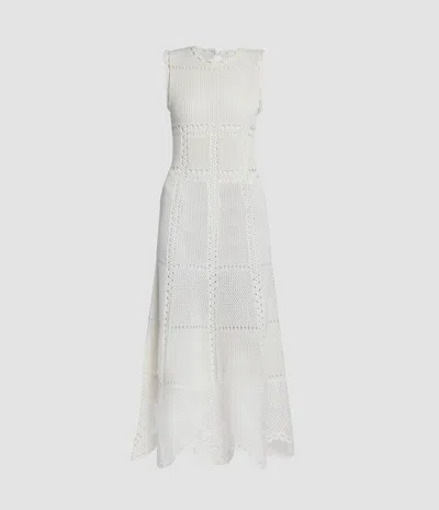 Erdem Cotton Crochet Flared Midi Dress In White