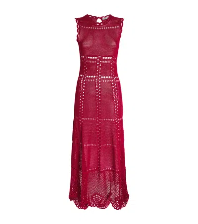 Erdem Cotton Crochet Maxi Dress In Red