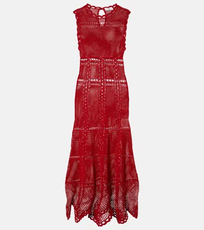 Erdem Cotton Crochet Minidress In Red