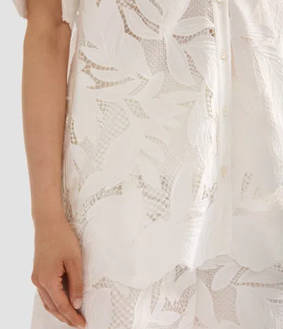 Erdem Cotton Cutwork Short Sleeve Shirt In White