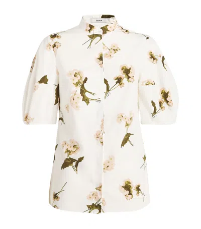 ERDEM COTTON FLORAL PRINT BLOUSE