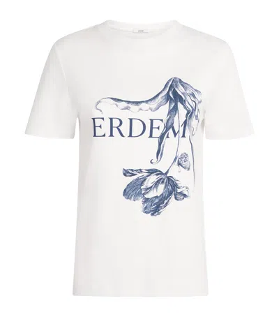 Erdem Cotton Floral Print T-shirt In White