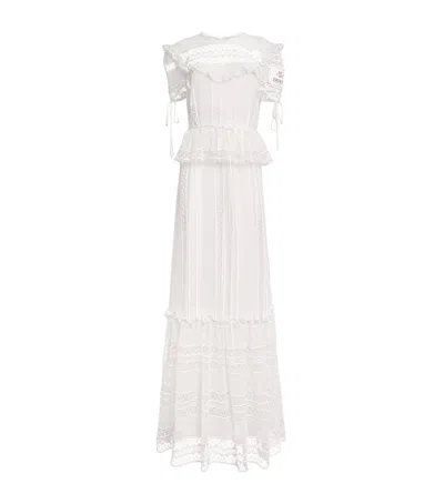 Erdem Cotton Lace Ruffle Gown In Ivory