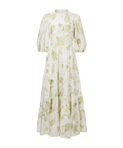 Erdem Tiered Floral-print Cotton Maxi Dress In Multi