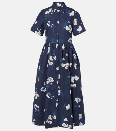 Erdem Cotton Midi Dress In Blau