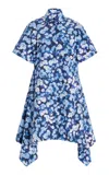 Erdem Cotton-poplin Mini Shirt Dress In Blue