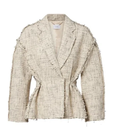 Erdem Cotton-blend Tweed Peplum Jacket In Neutral
