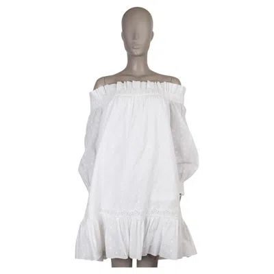 Pre-owned Erdem Cream Floral Embroidered Off-shoulder Dress Xs In White