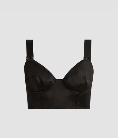 Erdem Crepe Black Satin Bralet In Multi