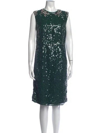 Pre-owned Erdem Crew Neck Knee-length Dress In Green