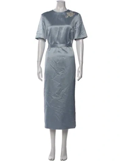 Pre-owned Erdem Crew Neck Long Dress In Blue