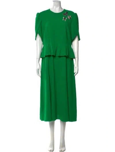 Pre-owned Erdem Crew Neck Long Dress In Green