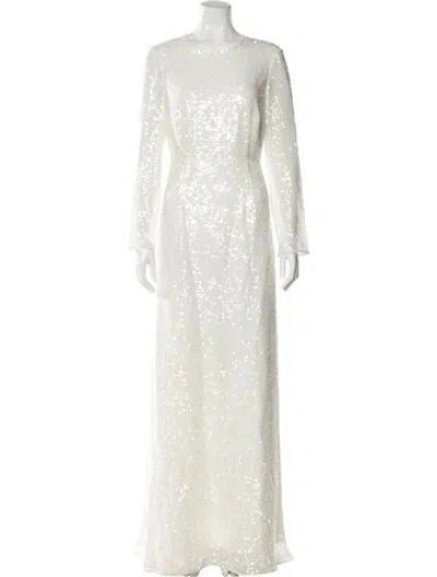 Pre-owned Erdem Crew Neck Long Dress In Neutral