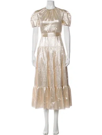 Pre-owned Erdem Crew Neck Long Dress In Neutral