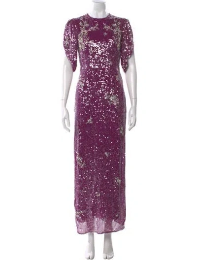 Pre-owned Erdem Crew Neck Long Dress In Pink