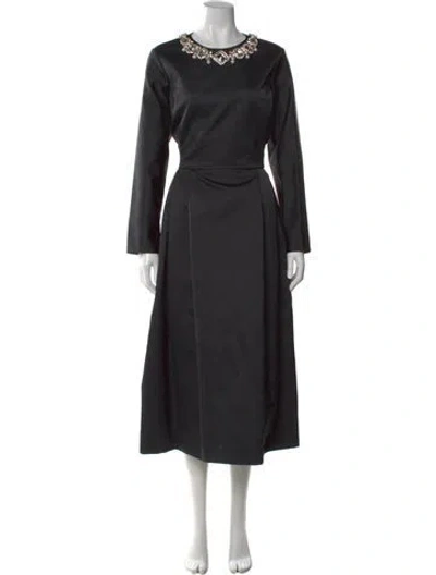 Pre-owned Erdem Crew Neck Long Dress W/ Tags In Black