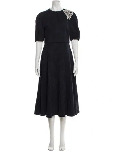 Pre-owned Erdem Crew Neck Long Dress W/ Tags In Blue