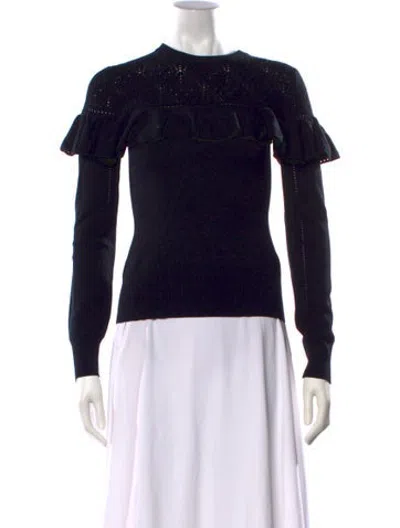 Pre-owned Erdem Crew Neck Long Sleeve Top In Black