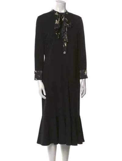 Pre-owned Erdem Crew Neck Midi Length Dress In Black