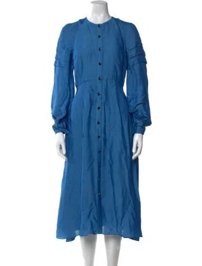 Pre-owned Erdem Crew Neck Midi Length Dress In Blue