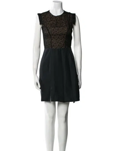 Pre-owned Erdem Crew Neck Mini Dress In Black