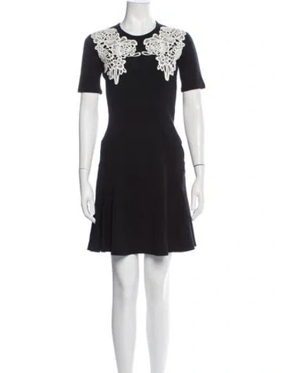 Pre-owned Erdem Crew Neck Mini Dress In Black