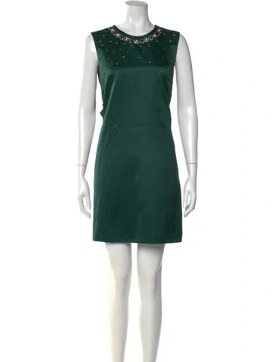 Pre-owned Erdem Crew Neck Mini Dress In Green