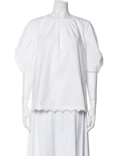 Pre-owned Erdem Crew Neck Short Sleeve Blouse In White