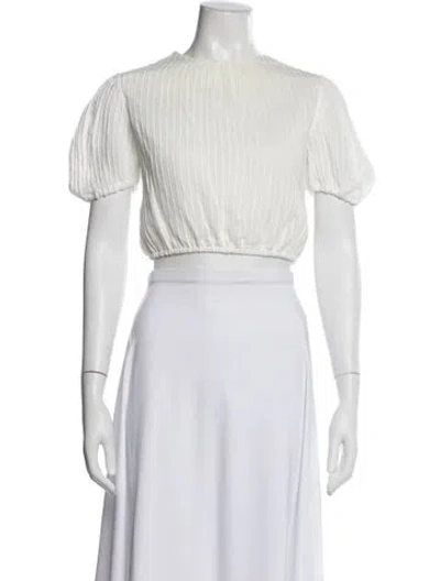 Pre-owned Erdem Crew Neck Short Sleeve Crop Top In White